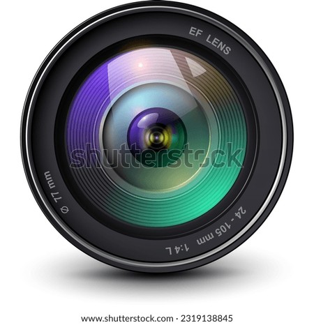 camera photo lens, 3d icon realistic illustration.