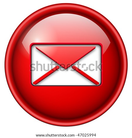 Mail, Email Icon, Button, 3d Red Glossy Circle. Stock Vector ...