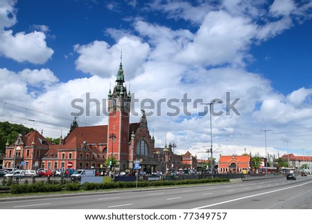 Historic railway station in Gdansk, Poland