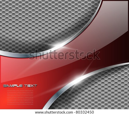 Abstract metallic background with glossy banner, vector.