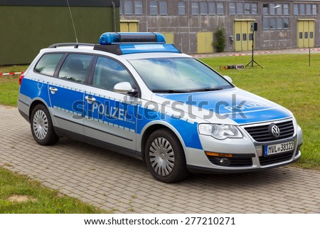 LAAGE, GERMANY - AUG 23, 2014: A German Volkswagen Passat police car at the Laage airbase open house.