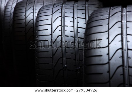 Car tyres close up