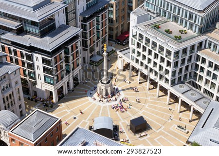 Paternoster Square in London. An urban development next to St Pauls Cathedral in the City of London, England