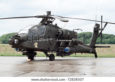 VOLKEL, NETHERLANDS - JUNE 16: Dutch Air Force AH-64 Apache on display at the Royal Netherlands Air Force Days June 16, 2007 in Volkel, Netherlands.