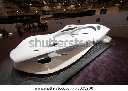 ESSEN, GERMANY - APRIL 1: Mercedes-Benz sculpture named Aesthetics 125 on display at the Essen Techno Classica Show 2011 on April 1, 2011 in Essen, Germany.