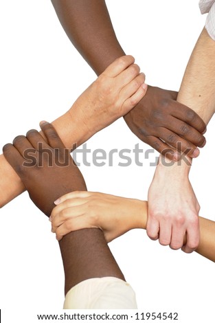 Multiracial Hands Holding Each Other In Unity Stock Photo 11954542 ...