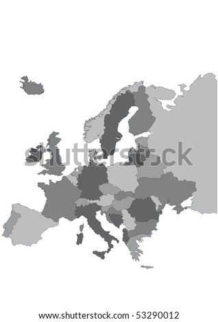 Europe map. Each country in a identified separate layer for easy editing