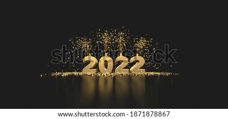 2022 title celebration dark background 3D rendering