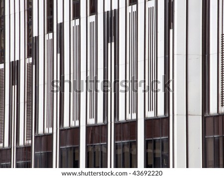 Exterior facade of office building in Paris looks like piano keyboard.