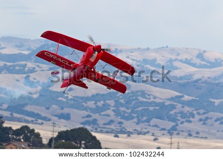 SALINAS, CA - SEPT 25: Sean D. Tucker demonstrates precision of flying and the highest level of pilot skills during the California International Airshow, on September 25, 2011, Salinas, CA.