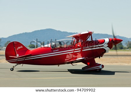 SANTA ROSA, CA - AUG 21: Tim Decker Pitts S-2B pilot during the Wings Over Wine Country Air Show, on August 21, 2011, Sonoma County Airport, Santa Rosa, CA.