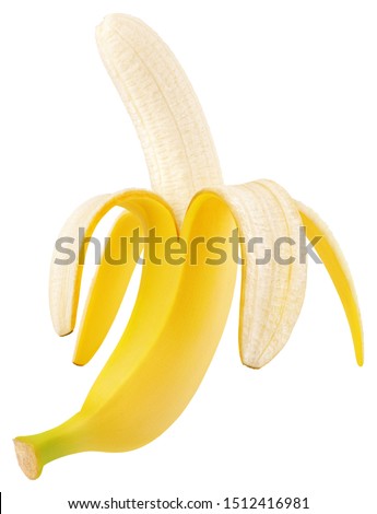 Similar – Image, Stock Photo Half peeled banana in sunlight on yellow background