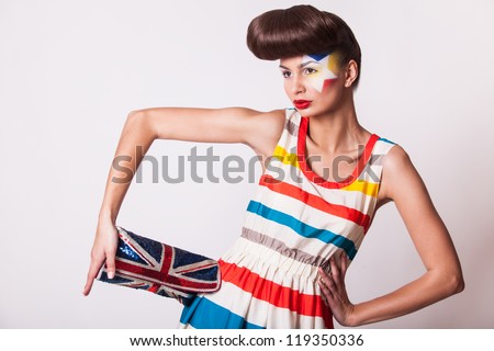 portrait woman with handbag, photo for portfolio model