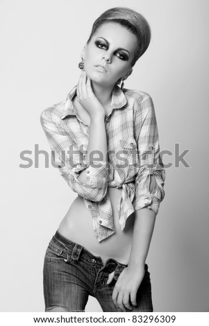 black and white photography from portfolio female model. studio shoot.