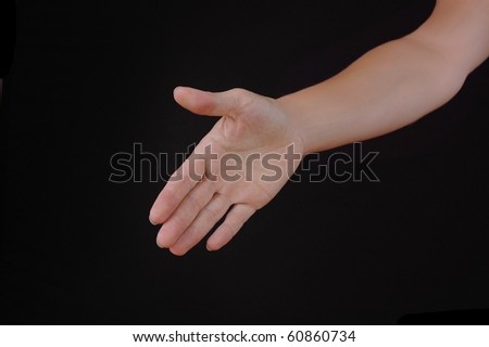 A Woman'S Hand Reaching Forward To Shake Hands, Isolated On Black Stock ...