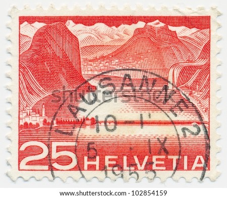 SWITZERLAND - CIRCA 1949: A stamp printed in the Switzerland shows Dam, circa 1949