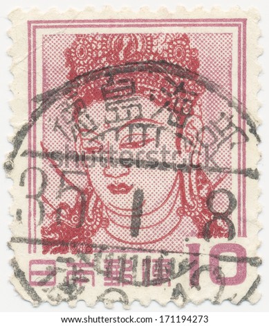 JAPAN - CIRCA  1952: A stamp printed in Japan shows Goddess Kannon, circa 1952