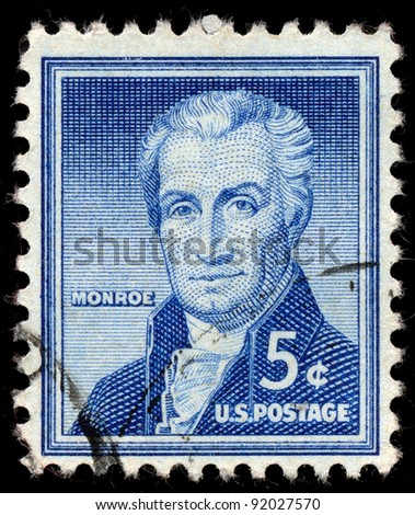 UNITED STATES - CIRCA 1954: A stamp printed in the United States shows portrait of the fifth President of the United States James Monroe (1758-1831), circa 1954
