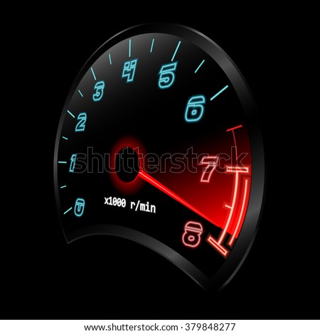 Tachometer 3D (revolution-counter , RPM gauge). Vector illustration.