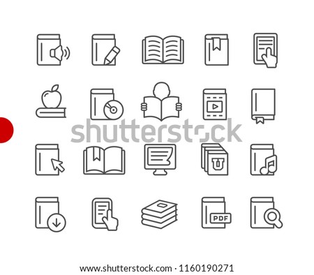 Book Icons - Red Point Series - Vector line icons for your digital or print projects.