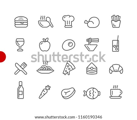 Food Icons - Set 1 of 2 // Red Point Series - Vector line icons for your digital or print projects.