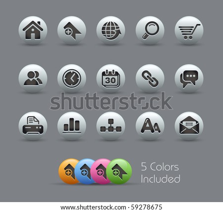 Web Site & Internet Icons// Pearly Series -------It includes 5 color versions for each icon in different layers ---------