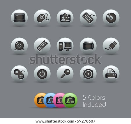 Computer & Devices // Pearly Series -------It includes 5 color versions for each icon in different layers ---------