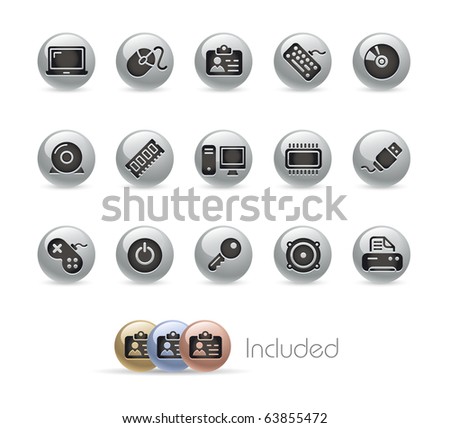 Computer & Devices // Metal Round Series --- It includes 4 color versions for each icon in different layers---