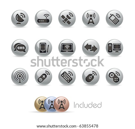 Wireless & Communications // Metal Round Series --- It includes 4 color versions for each icon in different layers---