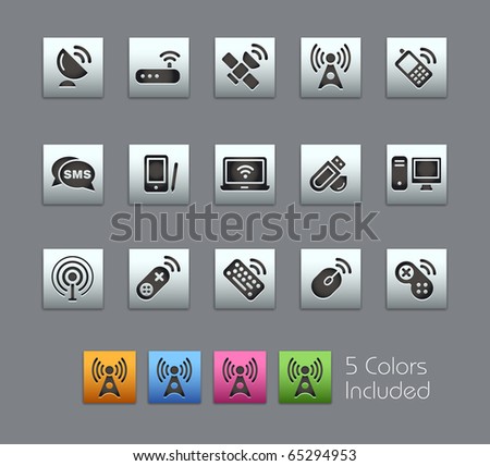 Wireless & Communications // Satinbox Series -------It includes 5 color versions for each icon in different layers ---------