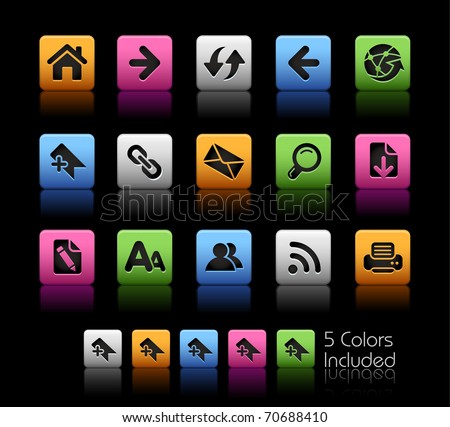 Web Navigation Icons// Color Box -------It includes 5 color versions for each icon in different layers ---------