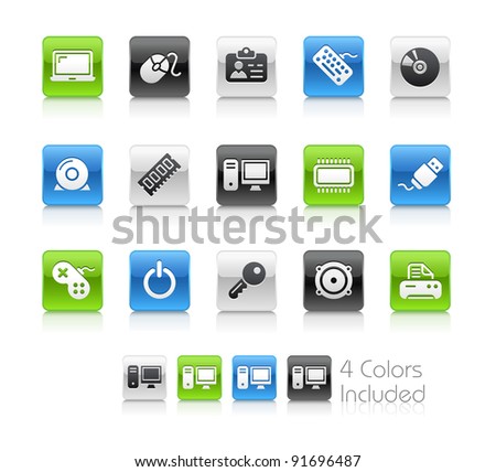  Computer & Devices Buttons / The file Includes 4 color versions in different layers.