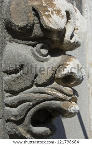 europe, italy, sicily, acireale, stone mask Baroque, sculpture grotesque of unesco eritage list