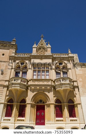 classic Gothic architecture on a house in the old city of Mdina in Malta