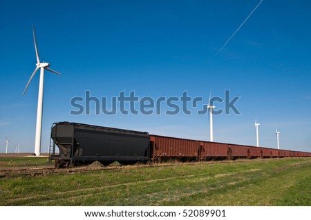 plane train and windmills