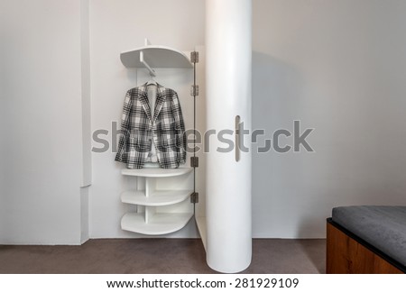 White closet in modern apartment