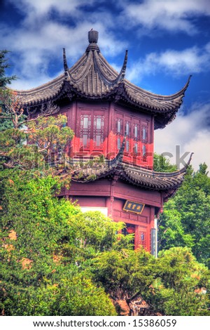 HDR image of the Chinese Pagoda at the Montreal Botanical Gardens