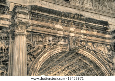 Close-up on the Arch of Titus. Pseudo HDR image created from a single RAW file.