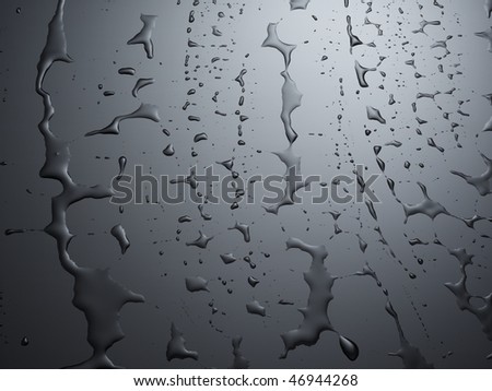 water drops on a dark grey, glossy background