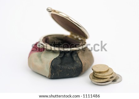 Empty wallet with euro coins.