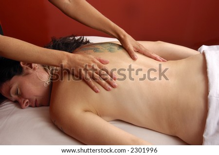 Massaging Back and Spine at Day Spa Salon