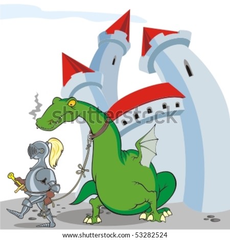 Knight And Dragon Stock Vector Illustration 53282524 : Shutterstock