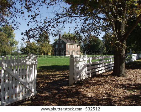 white fence Shaker Village, Pleasant Hill. Kentucky