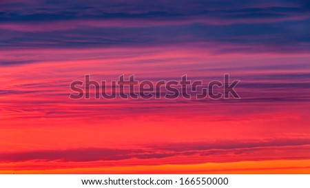 Beautiful bright sunset with evening glow