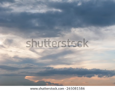 Sunset with evening glow on cloudscape