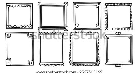 Set of doodle hand-drawn frames for a bullet journal or diary 