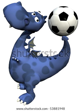 footballer dino baby dragon blue - ball on tail