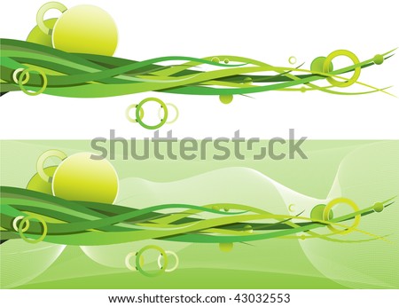 Green abstract background with floral aesthetics and geometric shapes