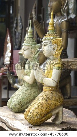 Two buddhist statues in Lamai (Koh Samui, Thailand)