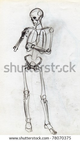 Human Skeleton Pencil Hand Drawing Stock Photo 78070375 : Shutterstock